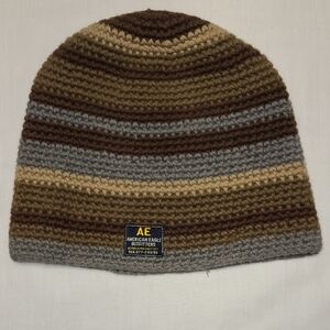 American Eagle Outfitters Earthy Tone Knit Beanie with Stripes Gorpcore Y3K